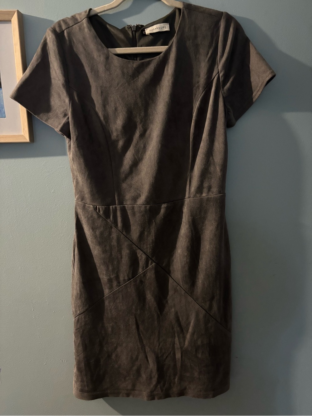 Sugarlips Charcoal Gray Short Sleeve Sheath Dress